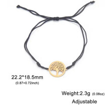 RSAMD Livets Træ Vedhæng Armbånd Vintage Snor Armbånd Rustfrit Stål Smykker - Sort Guld