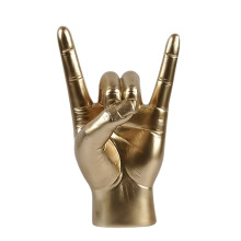 Rock and Roll handgebaar bureaubeeldje, 'I Love You'-teken slaapkamerdecoratie, vredesgebaar sculptuur van hars als tafeldecoratie, 20 cm 450 gram