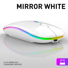 VOSS Kabellose, wiederaufladbare LED-beleuchtete Maus, geräuschlose 2,4-GHz-Funkmaus für Laptop und Desktop