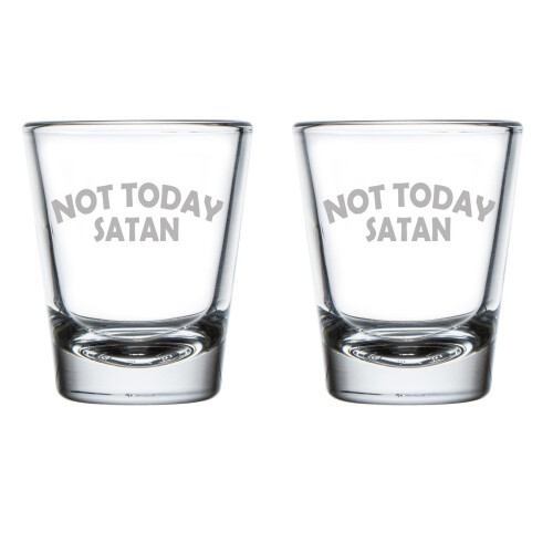 Set van 2 borrelglaasjes van 50 ml. Borrelglaasje 'Not Today Satan'.