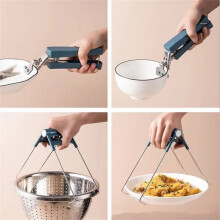 Capino - Pinze per piatti antiscottatura in acciaio inox, supporto per pinze, morsetto per casseruola isolato