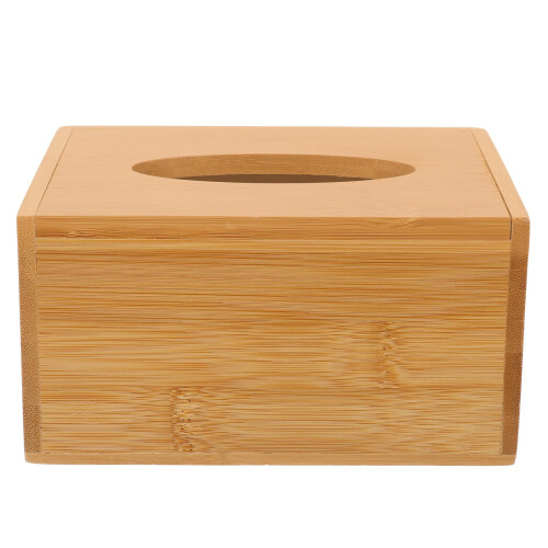 Nishuna Tissue Box Holder Rectangular Bamboo Tissue Holder Facial Paper Organizer Tissue Dispenser