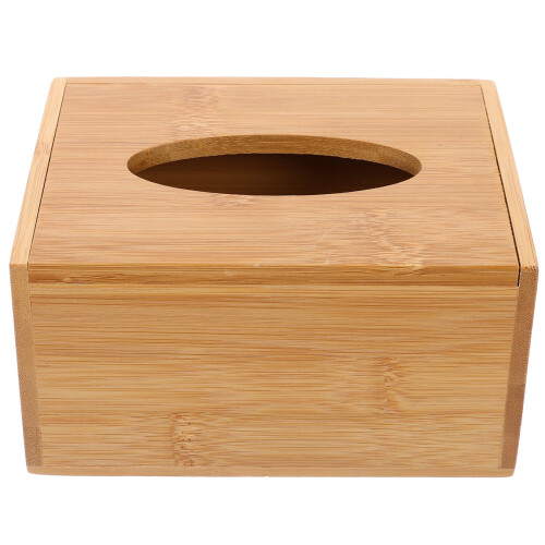 Nishuna Tissue Box Holder Rectangular Bamboo Tissue Holder Facial Paper Organizer Tissue Dispenser 1