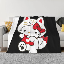 Couverture Hello Kitty en flanelle polaire, jeté de lit ultra doux, confortable et chaud pour canapé, salon et chambre - 203 x 152 cm