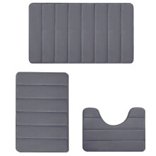 Ensemble de 3 tapis de bain absorbants en mousse à mémoire de forme Fmxomd, gris foncé, grand 40,6 x 61 cm, petit 40,6 x 50,8 cm, contour 38,1 x