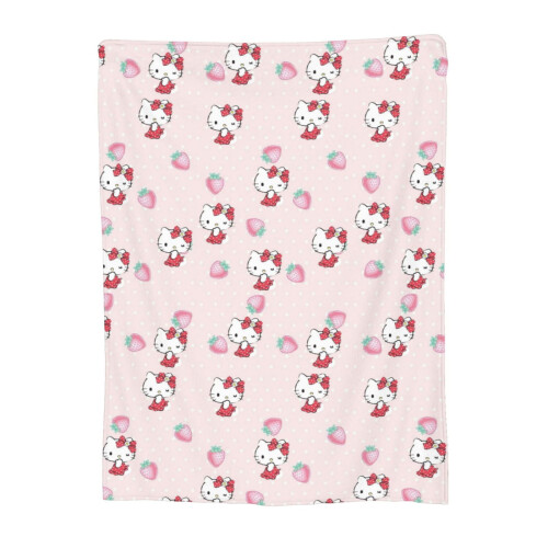 Φανελένια κουβέρτα Hello Kitty, εξαιρετικά απαλή, μονόπλευρη εκτύπωση 40"x30", συμβατή με