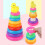 Mojoyce Early Educational Rainbow Tower Stack Circle Duck Ring Puzzle Pyramid (B) 4