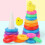 Mojoyce Early Educational Rainbow Tower Stack Circle Duck Ring Puzzle Pyramid (B) 3