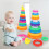 Mojoyce Early Educational Rainbow Tower Stack Circle Duck Ring Puzzle Pyramid (B) 2