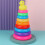 Mojoyce Early Educational Rainbow Tower Stack Circle Duck Ring Puzzle Pyramid (B) 5