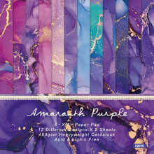 Purple Marble Scrapbook Paper 6x6 Inch 24 Sheets Acid Craft Sheets with 12 Unique Designs