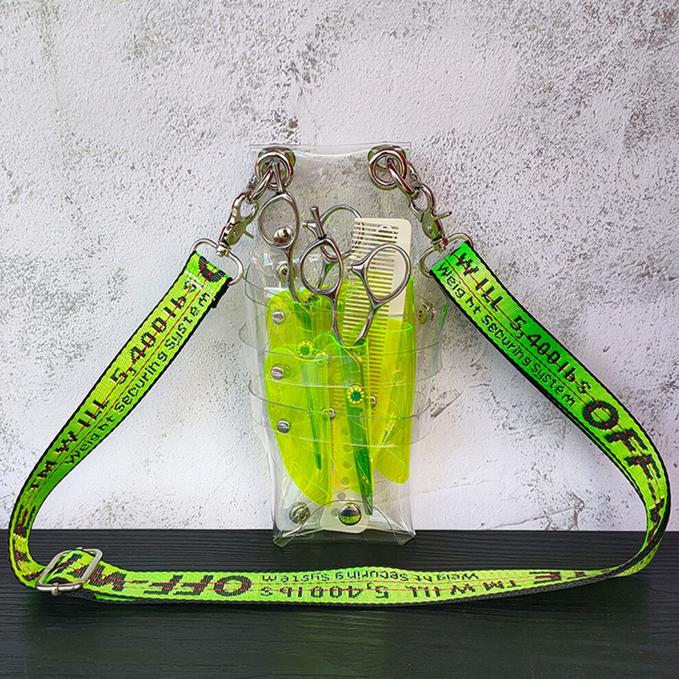 Green Hairdressing Scissors Bag Transparent Waterproof Barber Waist Tool Bag With Adjustable Strap