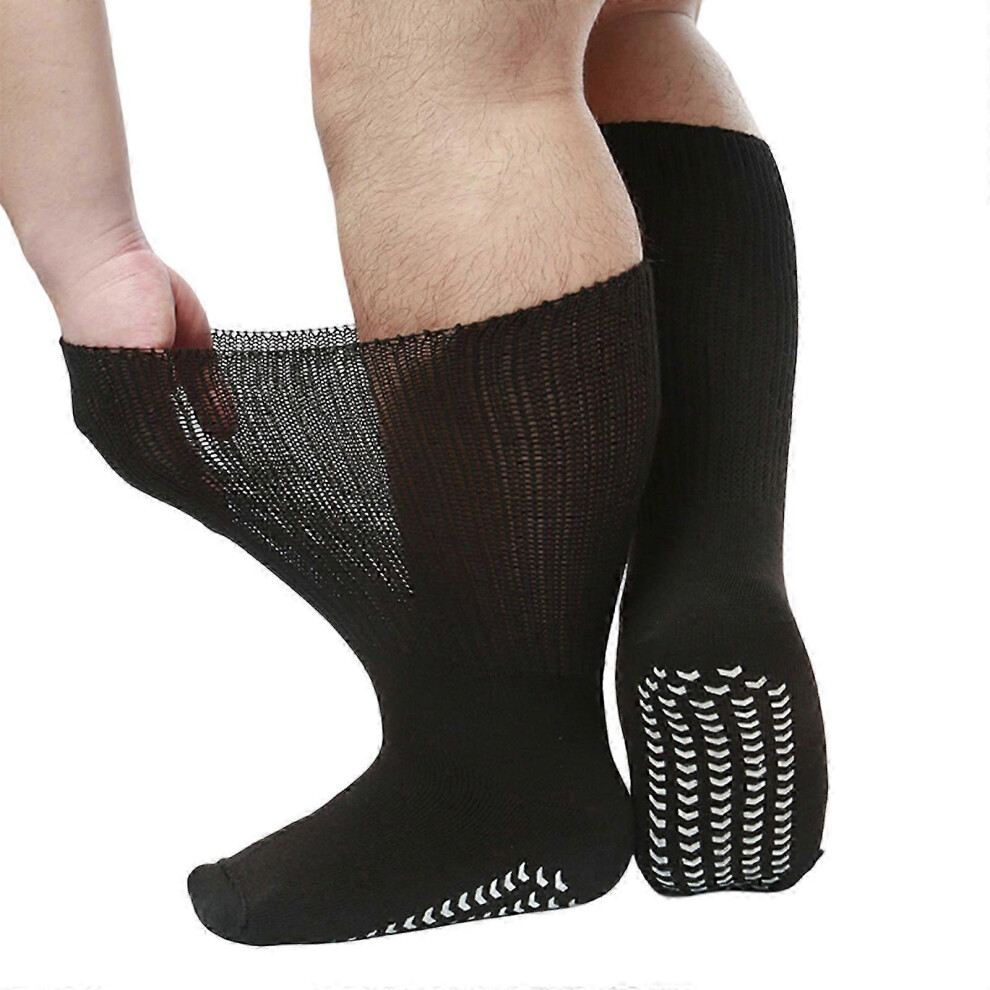 Black Widened Diabetic Socks, Unisex Non-Binding Anti-Slip Moisture Absorbing