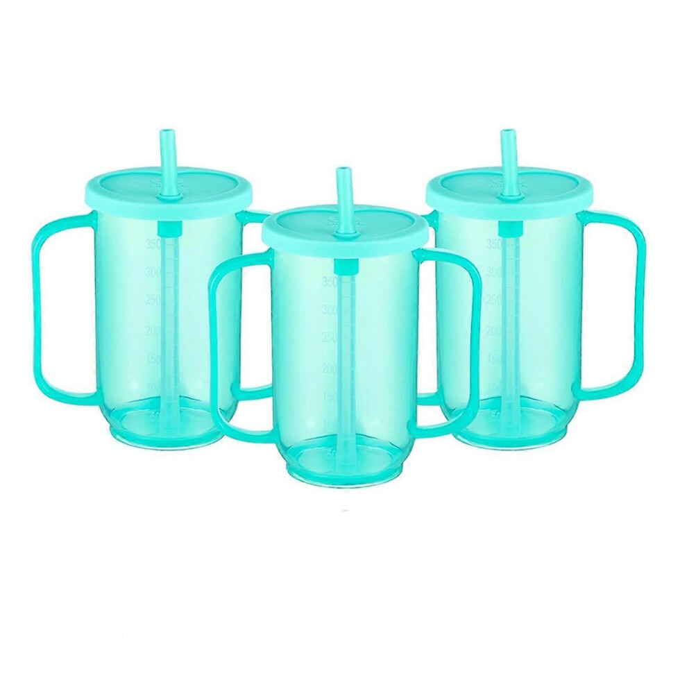Adult Straw Cup, 350ml 3-Pack, Leak-Proof for Elderly