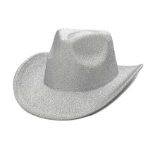 Chapéu de Cowboy Prata 56-58cm Poliéster Impermeável a Vento Com Strass Várias Cores Disponíveis