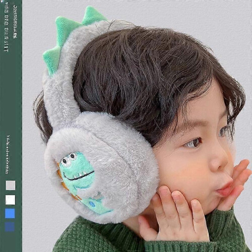 Paraorecchie per bambini, stile dinosauro grigio, comodi e resistenti al freddo 2