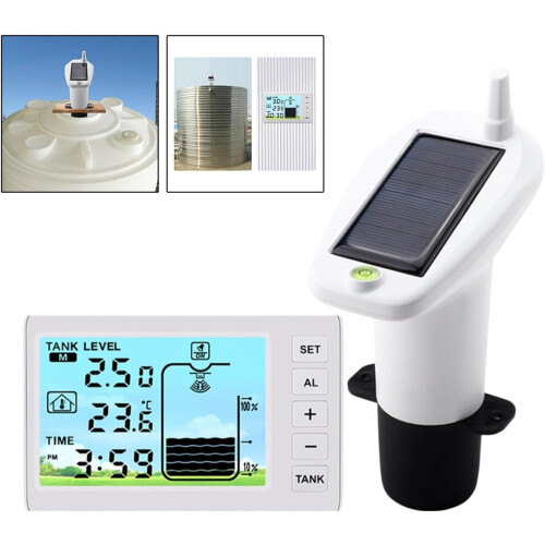 Solar Powered Water Level Sensor Gauge with Receiver, Transmitter, Type C Cable for Tanks 1