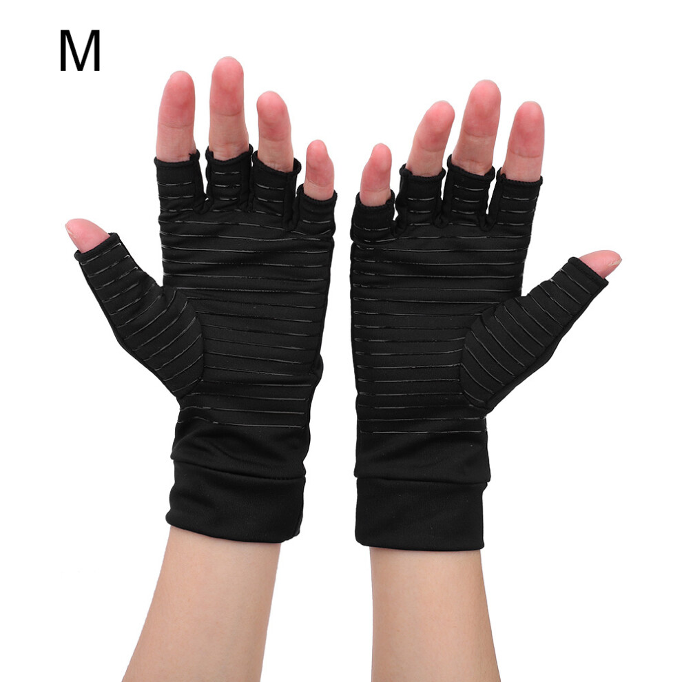 Fingerless Compression Arthritis Gloves with Copper Infused Fabric, Carpal Tunnel Relief for Hand Support Wrist Brace Featuring Lightweight and Soft