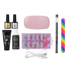 Kit per nail art in polygel con doppie formine, soluzione per applicazione e pennello per unghie per una facile applicazione, kit per manicure in
