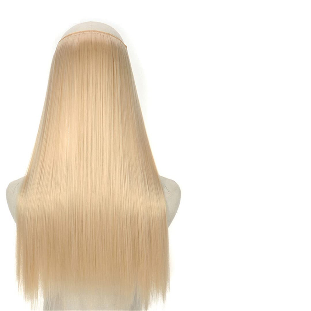 Unisex Halo Hair Extensions 22 Inch Synthetic With Invisible Wire For Instant Volume And Heatfriendly Styling