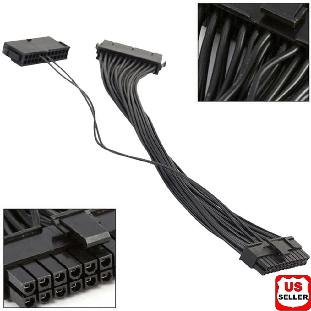 24Pin Dual Psu Atx Synchronous Power Supply Adapter Cable For Ether Mining 30Cm 9773935386969