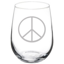 Wijnglas met vredesteken (500 ml, zonder steel)