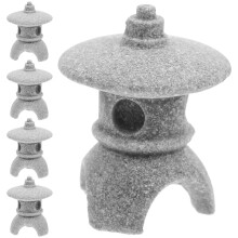 Pavillondekorationen, 5-teiliges Miniaturstatuen-Set, Sandsteinpagode, Gartenpavillon, Blumen