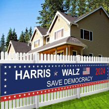Kamala Harris Tim Walz 2024 Gartenbanner (305 x 51 cm), geeignet für Außentore, Türen und als Wanddekoration im Innenbereich