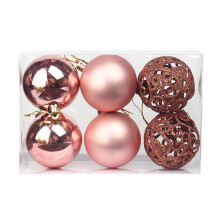 1 Schachtel mit 6 großen roten Weihnachtskugeln, geeignet zum Aufhängen am Weihnachtsbaum, als Dekoration für Zuhause und Partys, als