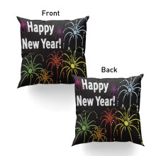Gelukkig Nieuwjaar Sierkussenhoes 12*12 inch Buitendecoratie Feestdagen Decoratieve Sierkussenhoes voor Woonkamer Bank Huisdecoratie