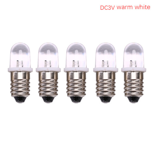 5 τεμάχια λάμπα E10LED DC3V4.5V Ενδεικτική λυχνία λάμπας οργάνων Fla ζεστό λευκό DC3V