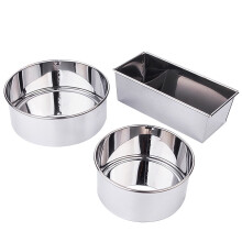 3-teiliges Edelstahl-Backform-Set für Kuchen und Schokolade – große und kleine runde sowie rechteckige Formen, silberfarben, tragbares