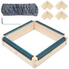Punch Needle Frame Wood Gripper Strip, Square Rug Hooking & Tufting Frame with Needles, Easy Assembly for Rug Punch Needle & Embroidery Craft