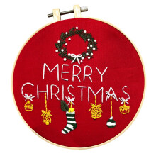 Christmas Embroidery Kit with Hoop 2024 - Easy Starter Set for Beginners & Adults, Includes Needles, Thread & Full Pattern