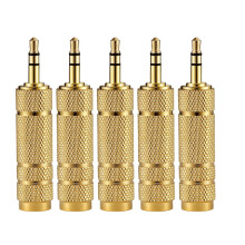 5 Stück vergoldete 3,5-mm-Klinkenstecker auf 6,35-mm-Stereo-Klinkenstecker-Audioadapter