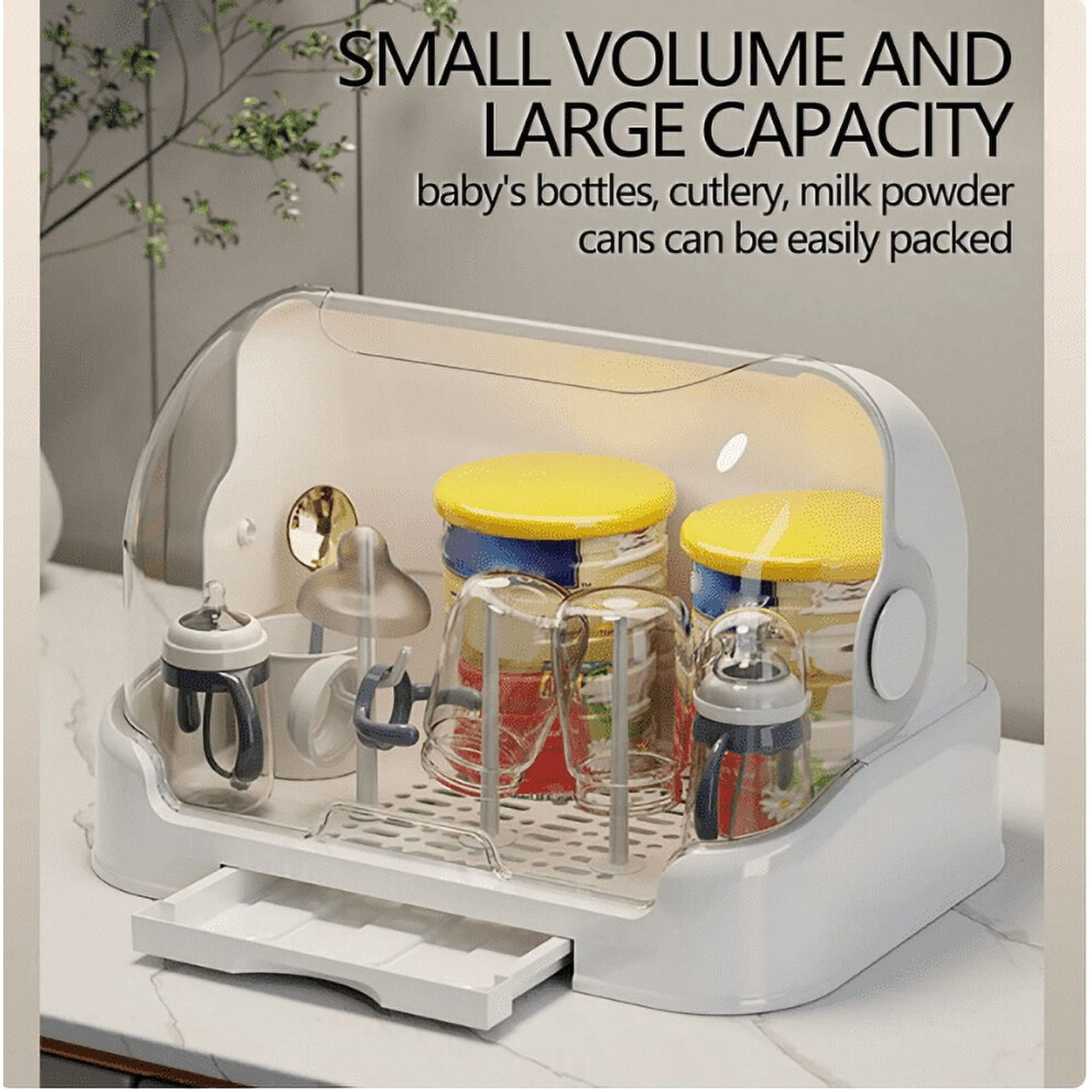 Livrdious Baby Bottle Drying Rack with Cover, Removable Drip Tray, Compatible with Most Bottles – Countertop Organizer