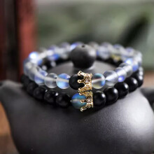RSAMD Charm Mystic Aura Quarzperle Naturstein König Königin Krone Partnerarmbänder-Paar-3