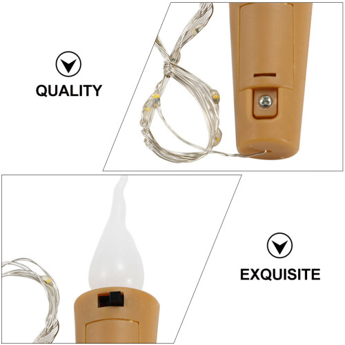 6Pcs Cork String Lights Wine Bottle Strip Night-lights Nightlights Decor Empty Lamp Candle Flame Modeling 1