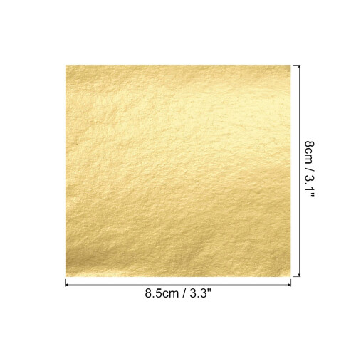 Folhas de ouro para arte, 100 folhas multiuso para decoração de casa, parede, molduras, teto e móveis, 8 x 8,5 cm (3,15 x 3,35 polegadas). 1