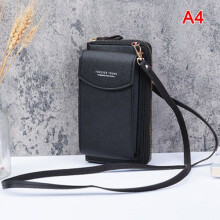 Sac à main/porte-cartes en cuir pour femme, pochette tactile pour téléphone portable, noir - yux