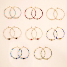 8 pares de pendientes de aro grandes tejidos a mano, modernos y versátiles, multicolor.