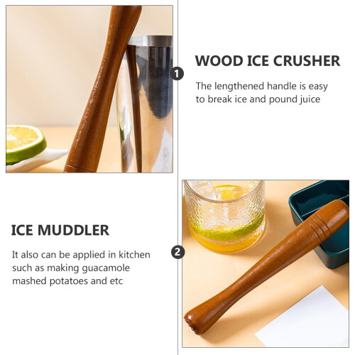 Guangmc Ξύλινο Muddler Ice Crusher Cocktail Tool Ανοξείδωτο Ατσάλι Bar Fruit Pusher Hammer 2