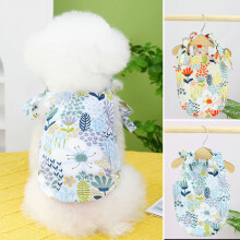 Hesroicy Haustierkleid mit eckigem Ausschnitt, ärmellos, mit bezauberndem, weichem Blumenmuster, ideal für Hunde, Welpen und Strand – auch für