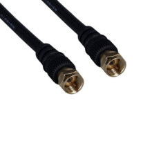 Connecteur de câble coaxial plaqué or 75 ohms Kentek 12 pieds RG-59RG59F à visser, noir, pour télévision par satellite, magnétoscope et câble