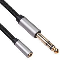 Connettore placcato oro jixopn Adattatore stereo da jack da 1/8 di pollice a spina da 1/4 di pollice Cavo intrecciato da 3,5 mm femmina a 6,35 mm