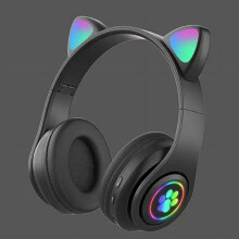 Auriculares inalámbricos Bluetooth con orejas de gato que emiten luz, graves potentes tridimensionales, garras de gato súper lindas y coloridas.