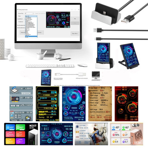 5 Inch IPS Computer Secondary Screen Computer LCD Monitor Display USB Dynamic Display Sub-Screen for Computer Laptop A 1