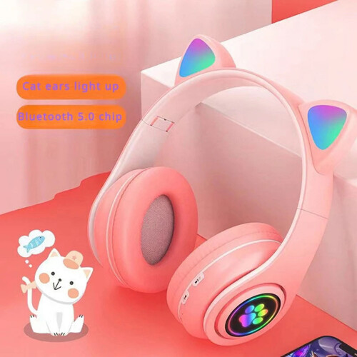 Ασύρματα ακουστικά Bluetooth για το κεφάλι, αυτιά γάτας που εκπέμπουν φως, 1