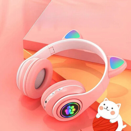 Ασύρματα ακουστικά Bluetooth για το κεφάλι, αυτιά γάτας που εκπέμπουν φως, 2