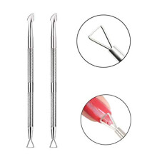 2PCS Stainless Steel Double Head Cuticle Pusher and Triangle Gel Remover Tool for Manicure